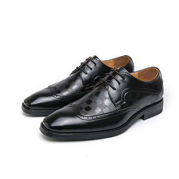 MEN'S BLOCK CARVED CASUAL LEATHER SHOES