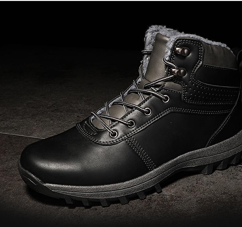 Men Waterproof Leather Winter Snow Boots Plus Size