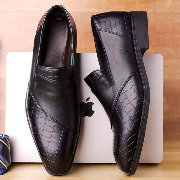 MEN'S STYLISH TEXTURED LEATHER SLIP-ON DRESS SHOES