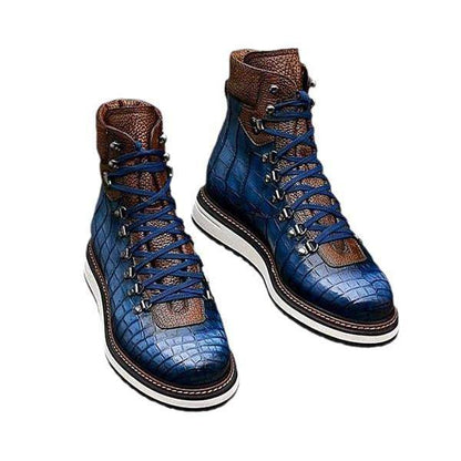 Men's Color Contrasting Retro Lace Up Boots