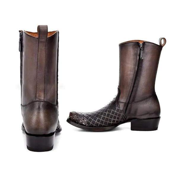 Men'S Retro Side Zipper Western Cowboy Boots