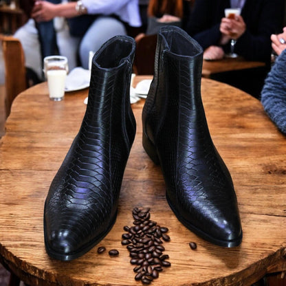 Men's Handcrafted Genuine Leather Pointed-Toe Boots