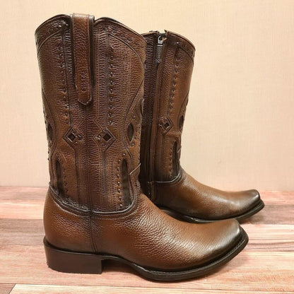 Men's Handcrafted Mid-Calf Square-Toe Boots