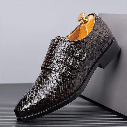 MEN'S STYLISH THREE-BUCKLE SLIP-ON MONK SHOES