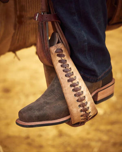 Men's Sand-Navy Roughout Horseman Boot