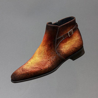 Men's Retro Gradient Leather Ankle Boots