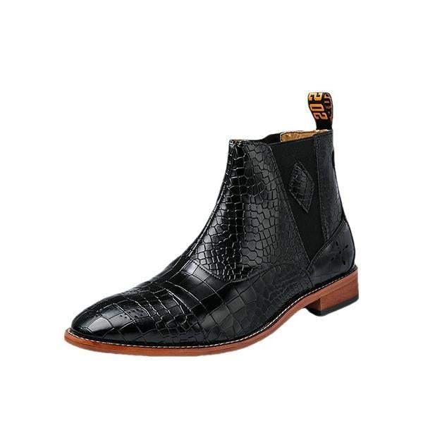 Men's Pointed Black Ankle Boots