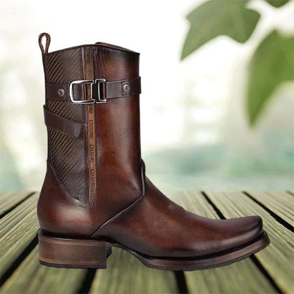 Men's Retro Western Side Zipper Cowboy Boots