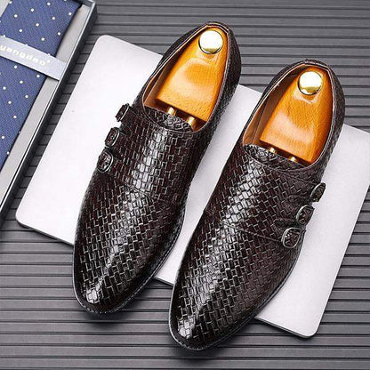 MEN'S STYLISH THREE-BUCKLE SLIP-ON MONK SHOES