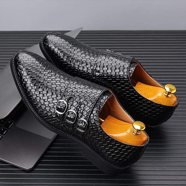 MEN'S STYLISH THREE-BUCKLE SLIP-ON MONK SHOES