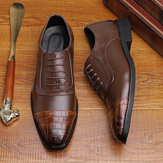 MEN'S EMBOSSED STITCHING BUSINESS CASUAL DERBY SHOES