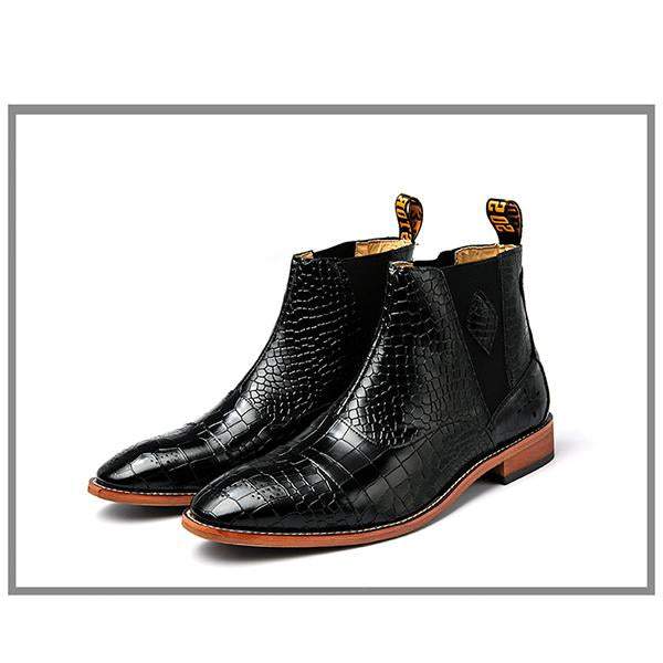 Men's Pointed Black Ankle Boots