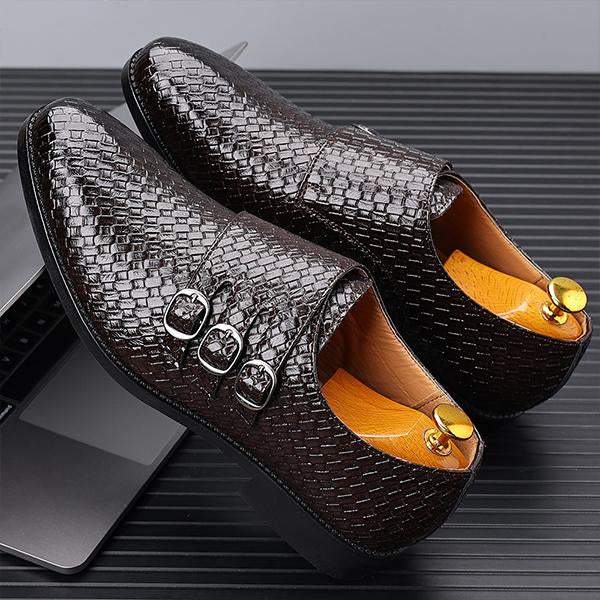 MEN'S STYLISH THREE-BUCKLE SLIP-ON MONK SHOES