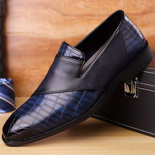 MEN'S STYLISH TEXTURED LEATHER SLIP-ON DRESS SHOES