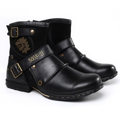 Men's Shoes Boots Warm Leather Vintage Motorcycle Male Boots