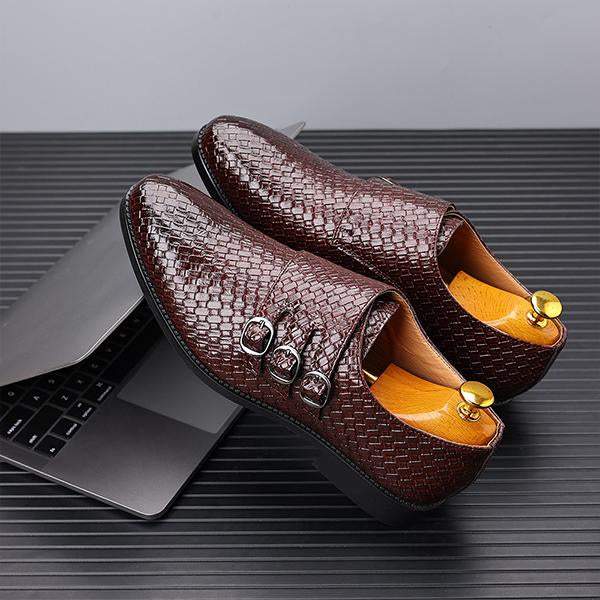 MEN'S STYLISH THREE-BUCKLE SLIP-ON MONK SHOES