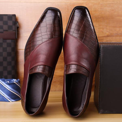 MEN'S STYLISH TEXTURED LEATHER SLIP-ON DRESS SHOES