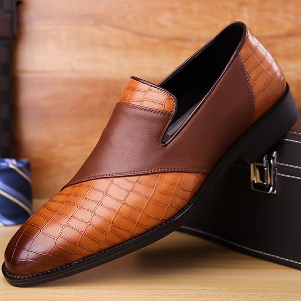 MEN'S STYLISH TEXTURED LEATHER SLIP-ON DRESS SHOES