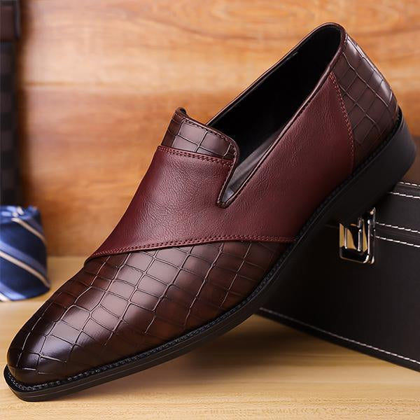 MEN'S STYLISH TEXTURED LEATHER SLIP-ON DRESS SHOES