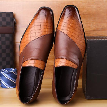 MEN'S STYLISH TEXTURED LEATHER SLIP-ON DRESS SHOES