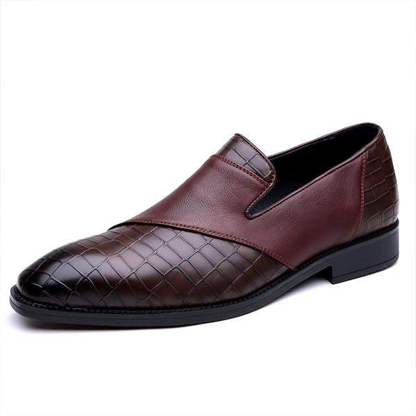 MEN'S STYLISH TEXTURED LEATHER SLIP-ON DRESS SHOES