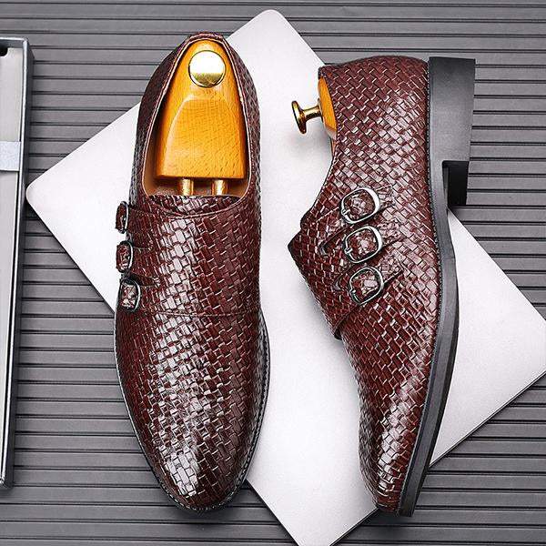 MEN'S STYLISH THREE-BUCKLE SLIP-ON MONK SHOES