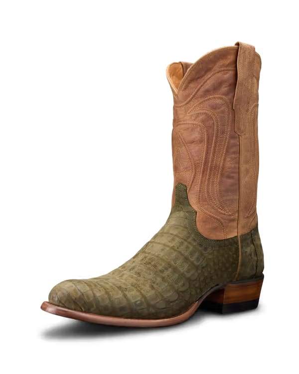 Men's Poblano Sueded Caiman Cowboy Boot