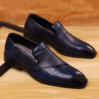 MEN'S STYLISH TEXTURED LEATHER SLIP-ON DRESS SHOES