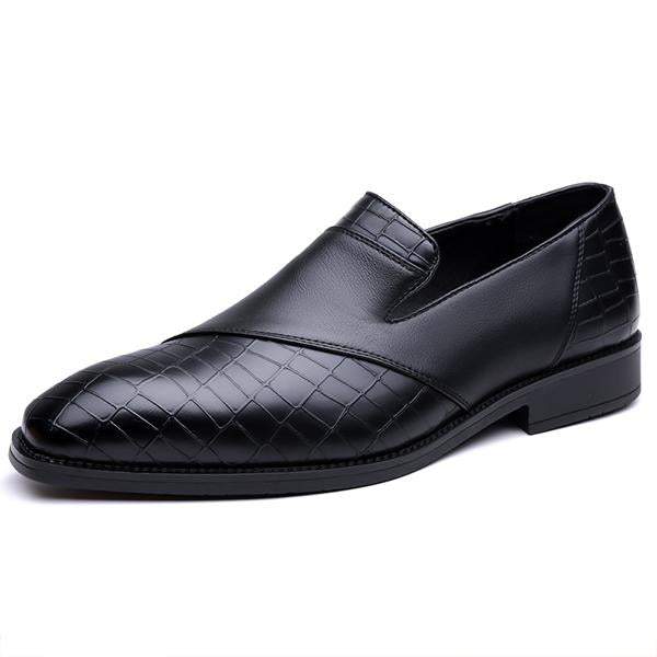 MEN'S STYLISH TEXTURED LEATHER SLIP-ON DRESS SHOES