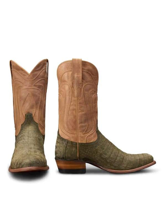 Men's Poblano Sueded Caiman Cowboy Boot