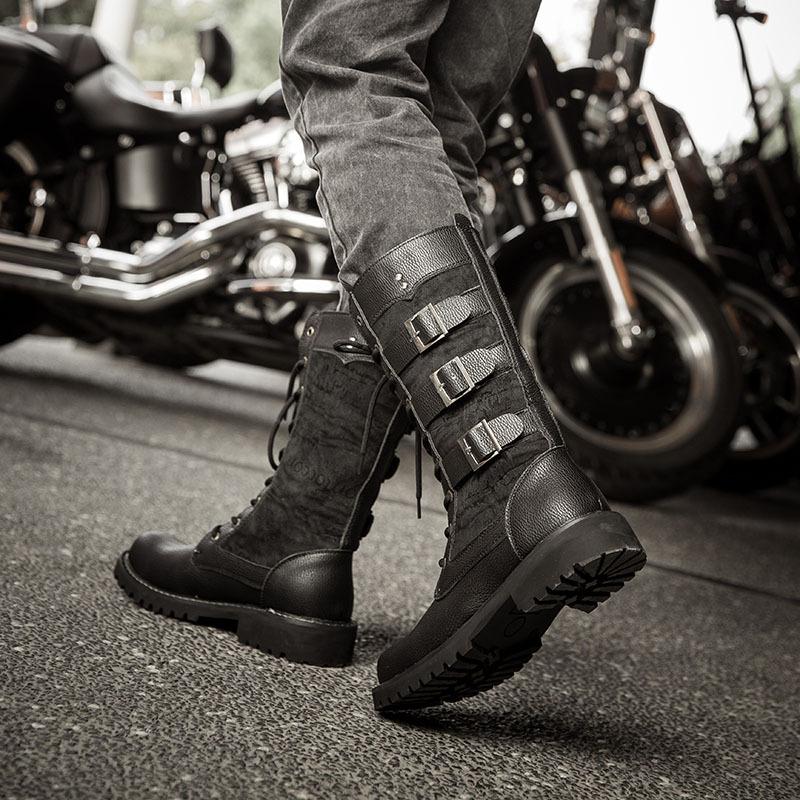 Men's Vintage Mid-Calf Motorcycle Leather Boots