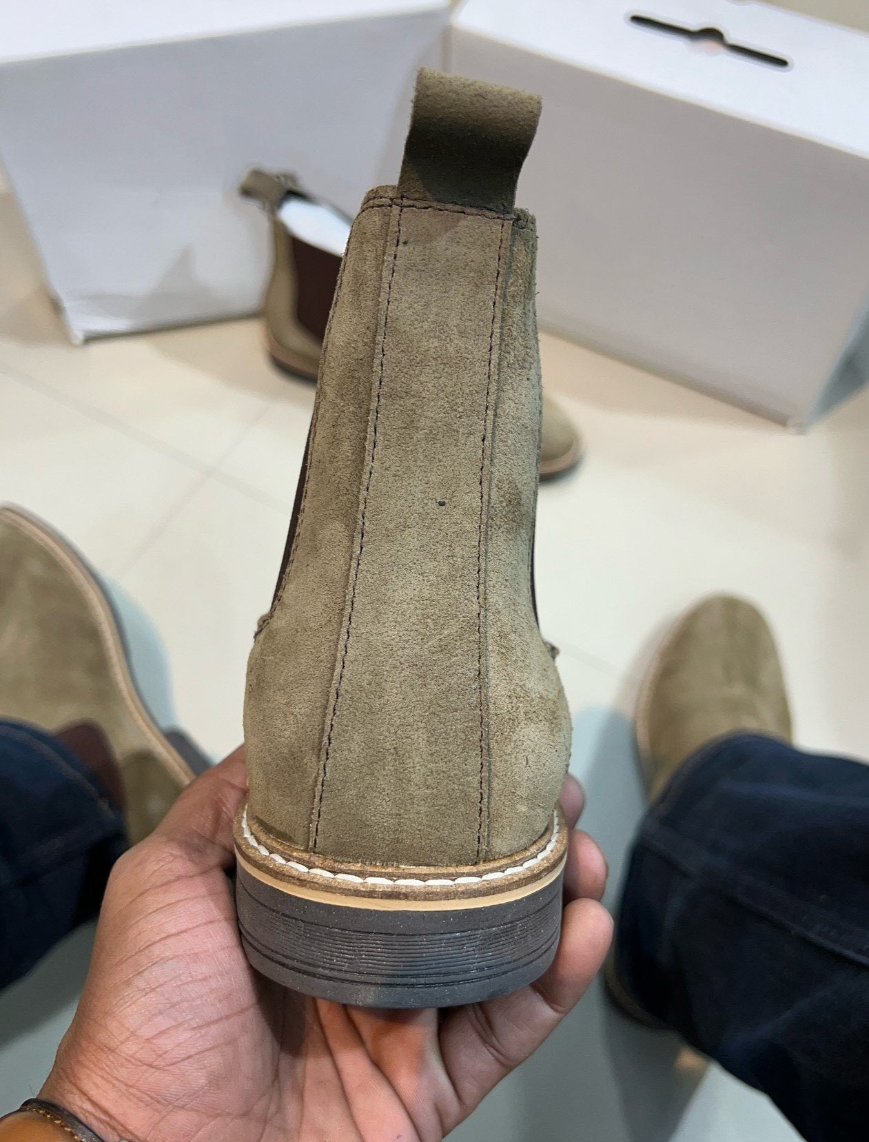 Khaki Suede Chelsea Boots